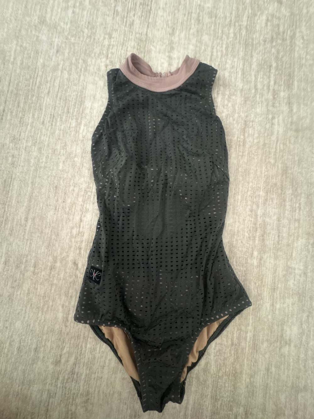 Kandi Kouture Mock Neck Laser Cut Mesh Leotard